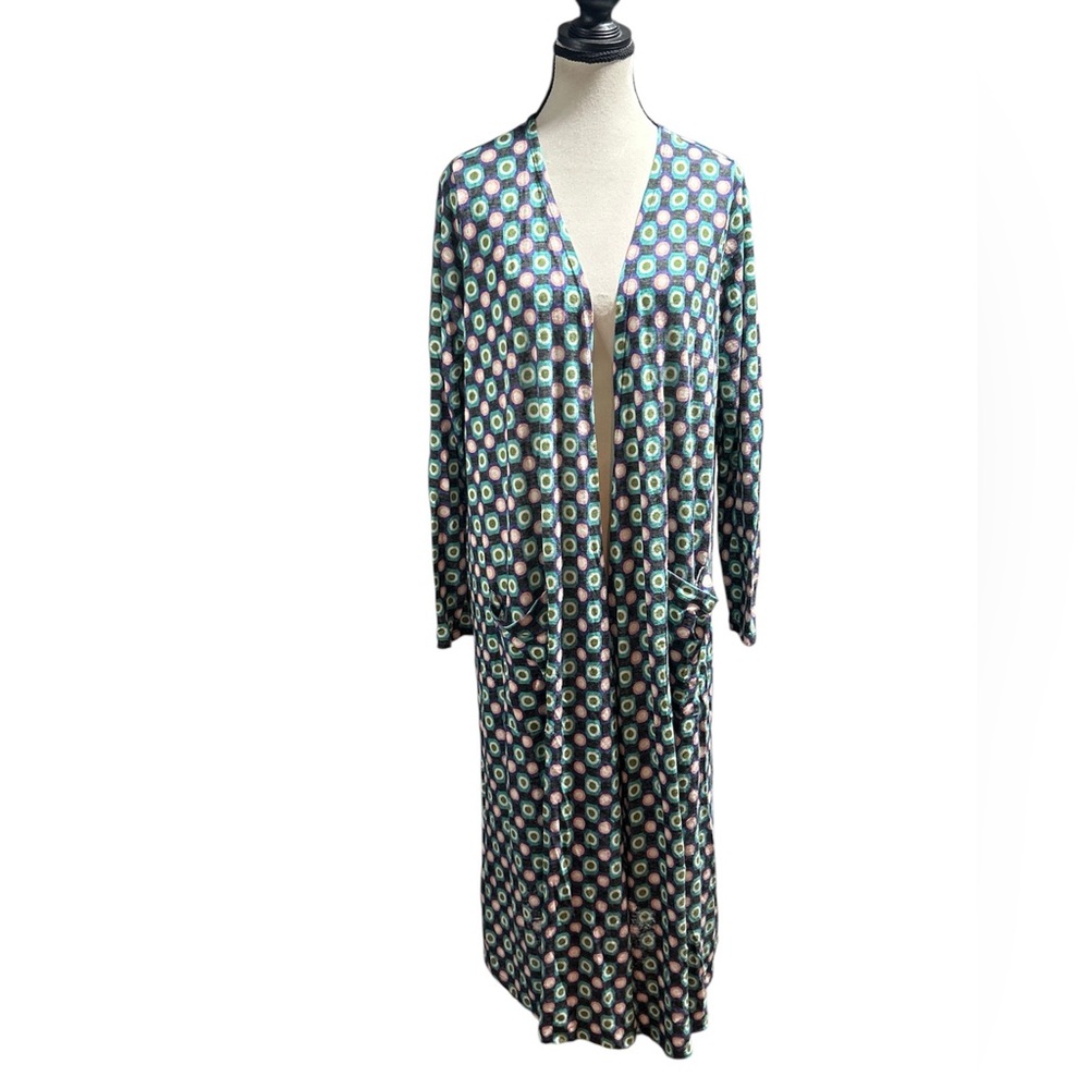 LuLaRoe Long Open Front Duster Cardigan Dot Design Size Medium